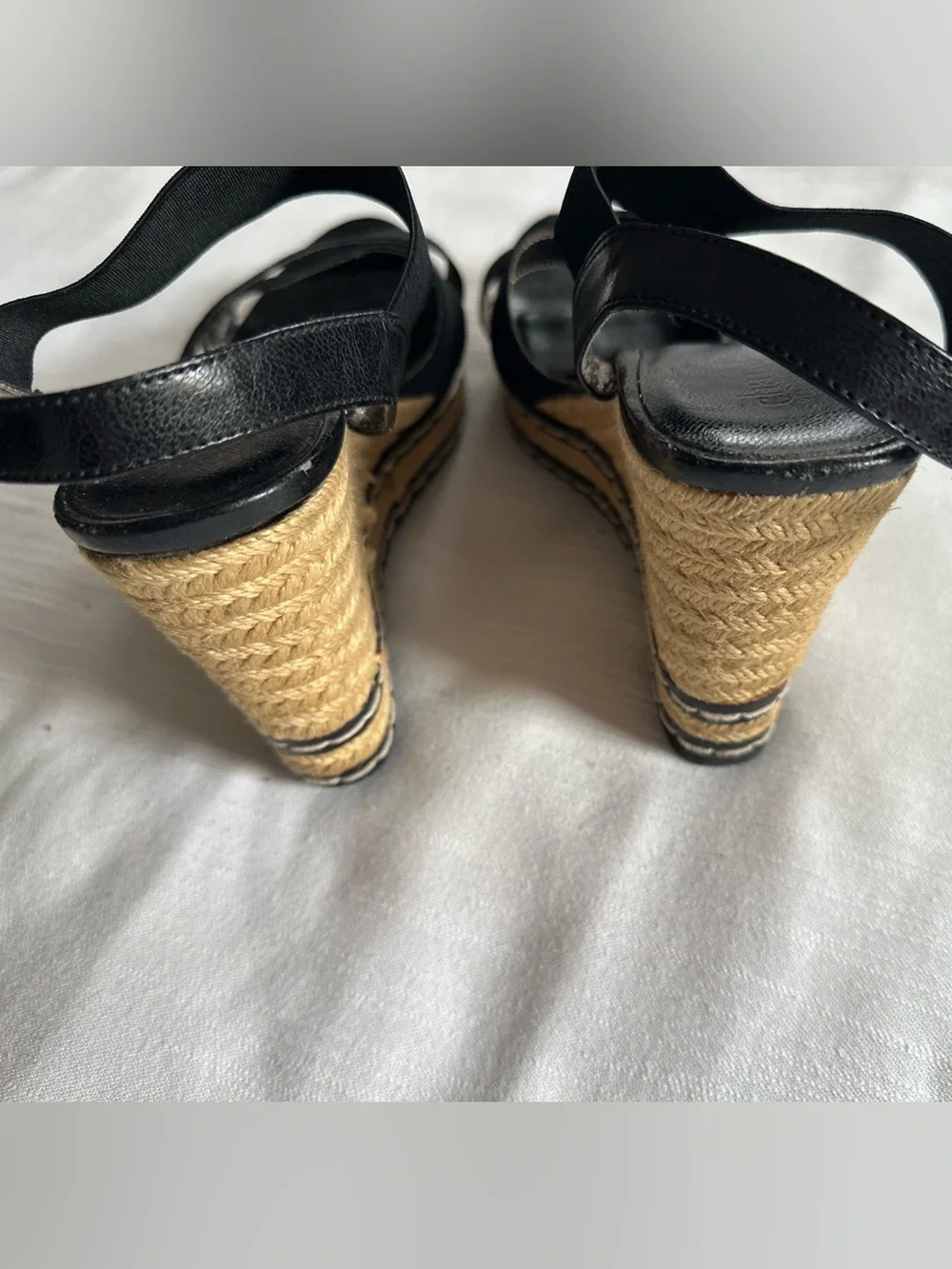 Charles by Charles David Thrice Black Elastic Espadrille Wedge Sandal | 8.5